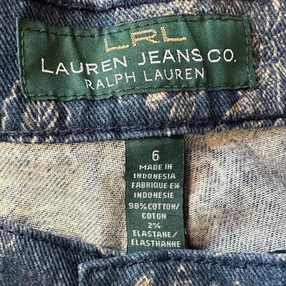 LRL Lauren Jeans Co. Ralph Lauren Floral Blue Denim Skinny Jeans Womens 6 - Picture 7 of 8